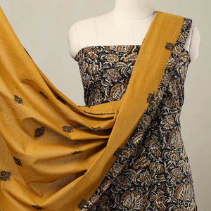 Black - 3pc Cotton Bagru Print Kurta with Jacquard Dupatta 10
