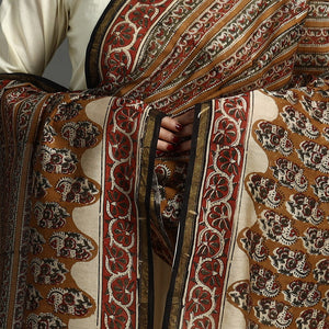 Brown - Block Print Chanderi Silk Kalamkari Bagru Dupatta 139