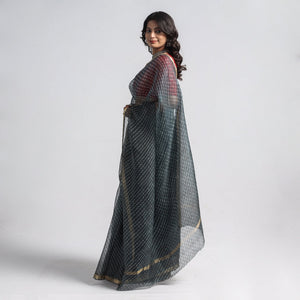 Black - Leheriya Tie-Dye Kota Doria Silk Saree