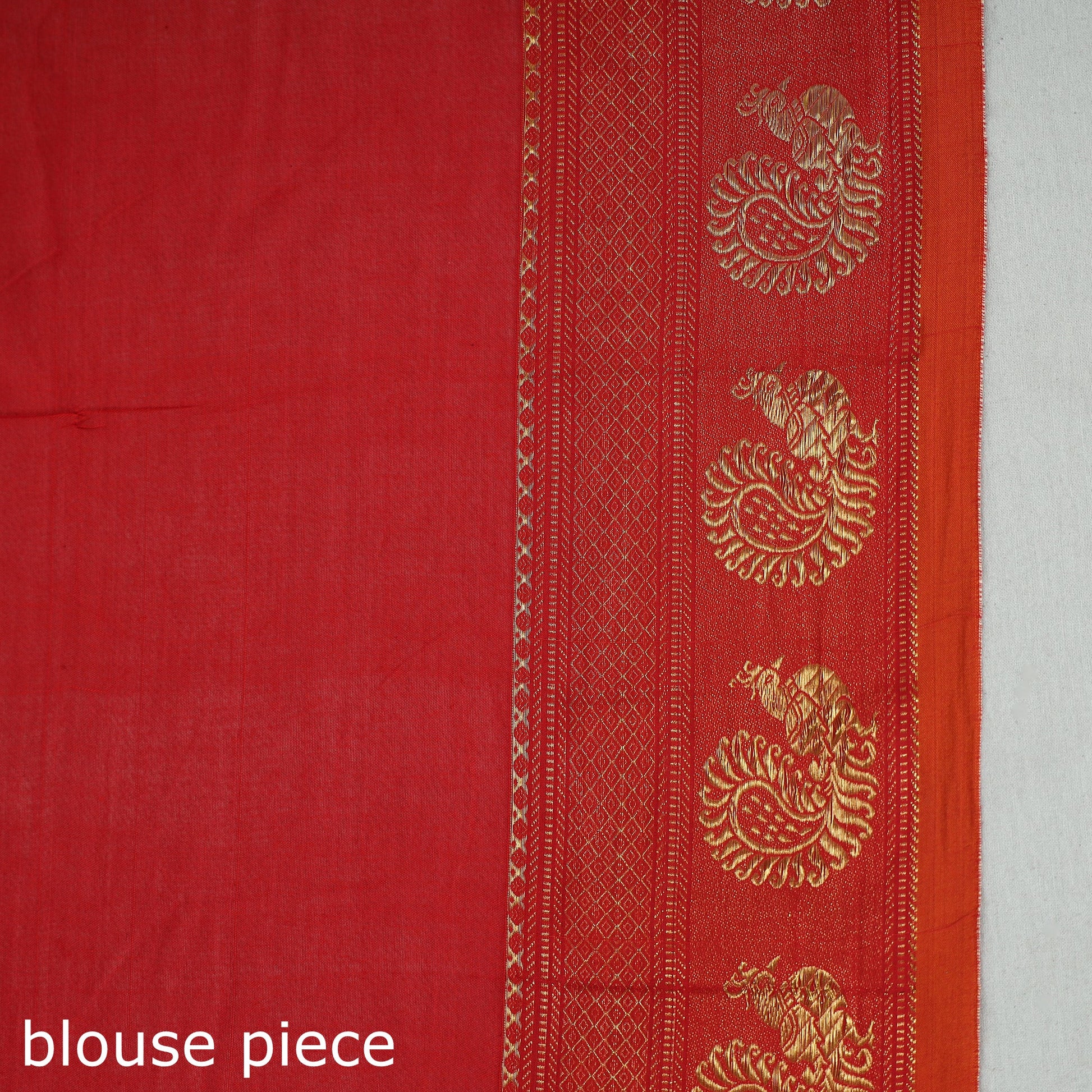 Red - Dharwad Cotton Saree with Zari Border
