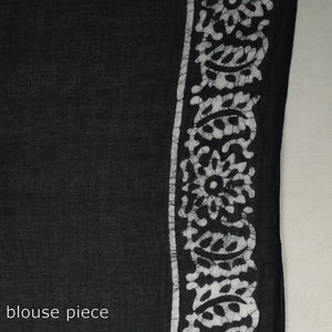 Black  - Cotton Hand Batik Print Saree 03