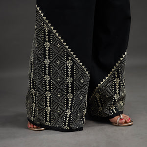 Black - Kantha Hand Embroidery Palazzo in Cotton 21