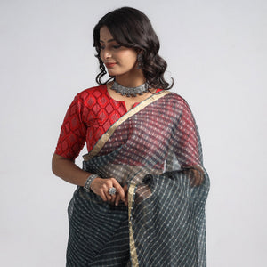 Black - Leheriya Tie-Dye Kota Doria Silk Saree