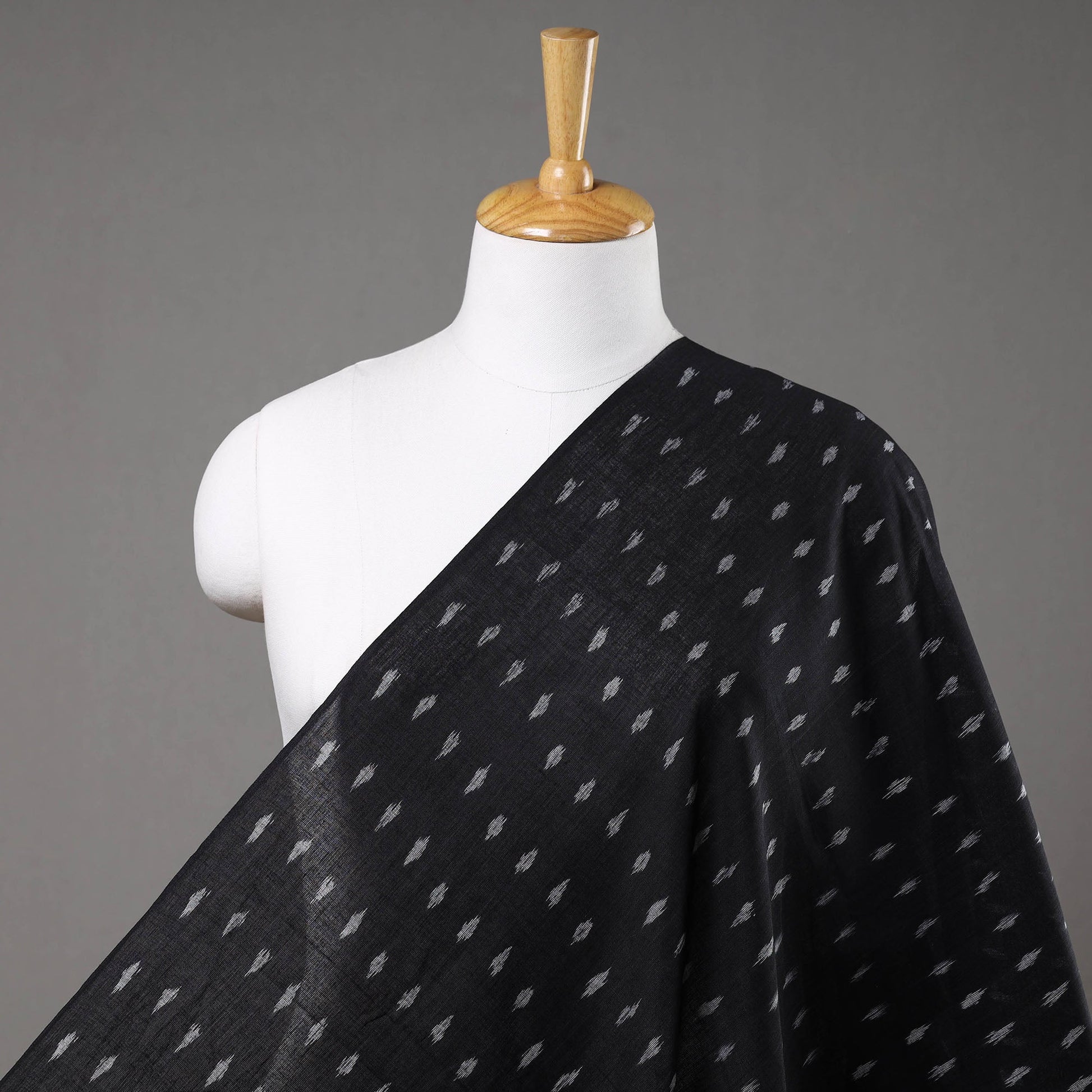 Black - Sambalpuri Ikat Weave Handloom Cotton Fabric 08