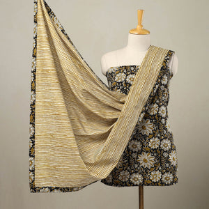 Black - 3pc Cotton Bagru Print Kurta with Sanganeri Dupatta 12