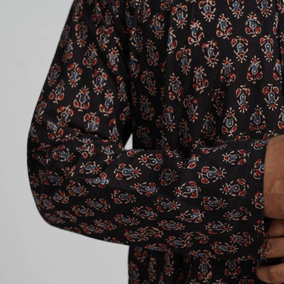 Ajrakh Block Printed Cotton Men Long Kurta 17