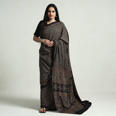 Multicolor - Ajrakh Block Printed Cotton Saree