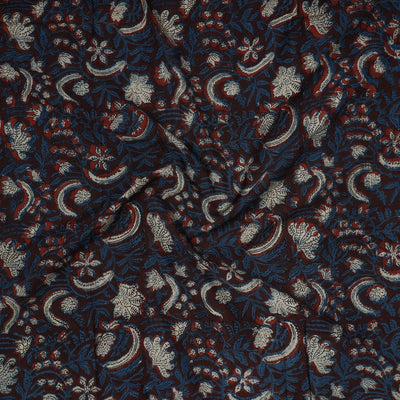 Blue - Bagru Hand Block Printed Cotton Precut Fabric (0.9 meter) 37
