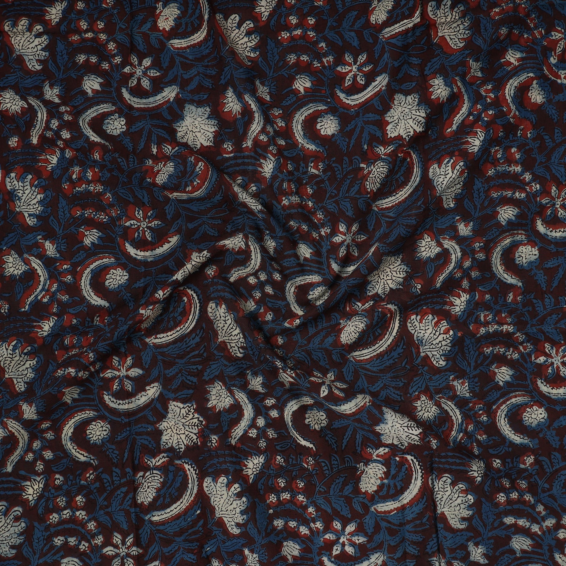Blue - Bagru Hand Block Printed Cotton Precut Fabric (0.9 meter) 37
