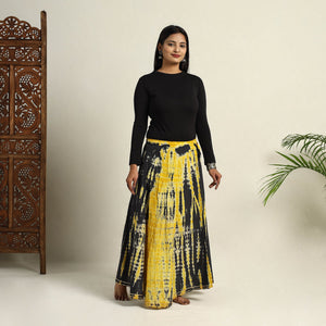Black -  Cotton Long Shibori Tie-Dye Skirt 07