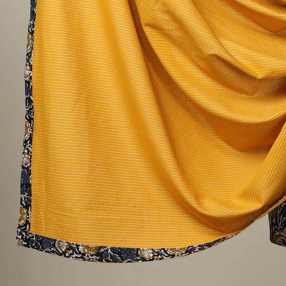 Blue - 3pc Cotton Bagru Print Kurta with Plain Dupatta 15