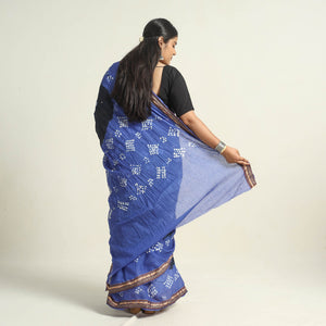 Black - Kutch Tie-Dye Cotton Bandhani Saree with Blouse Piece 19