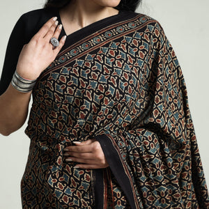 Multicolor - Ajrakh Block Printed Cotton Saree