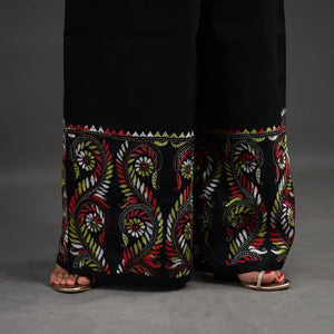Black - Kantha Hand Embroidery Palazzo in Cotton 22