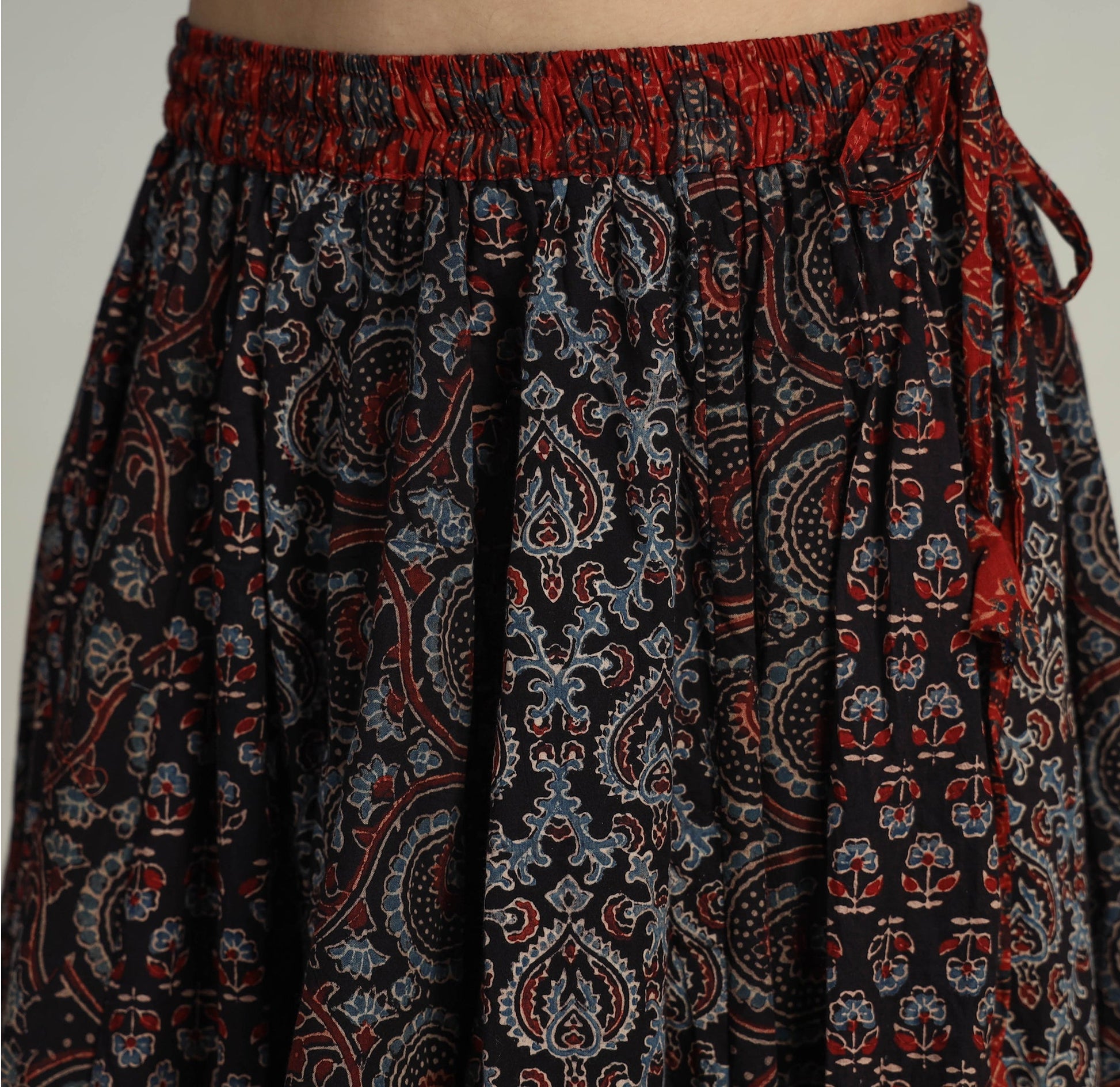 Black - Kutch Block Printed 24 Kali Cotton Long Skirt 03