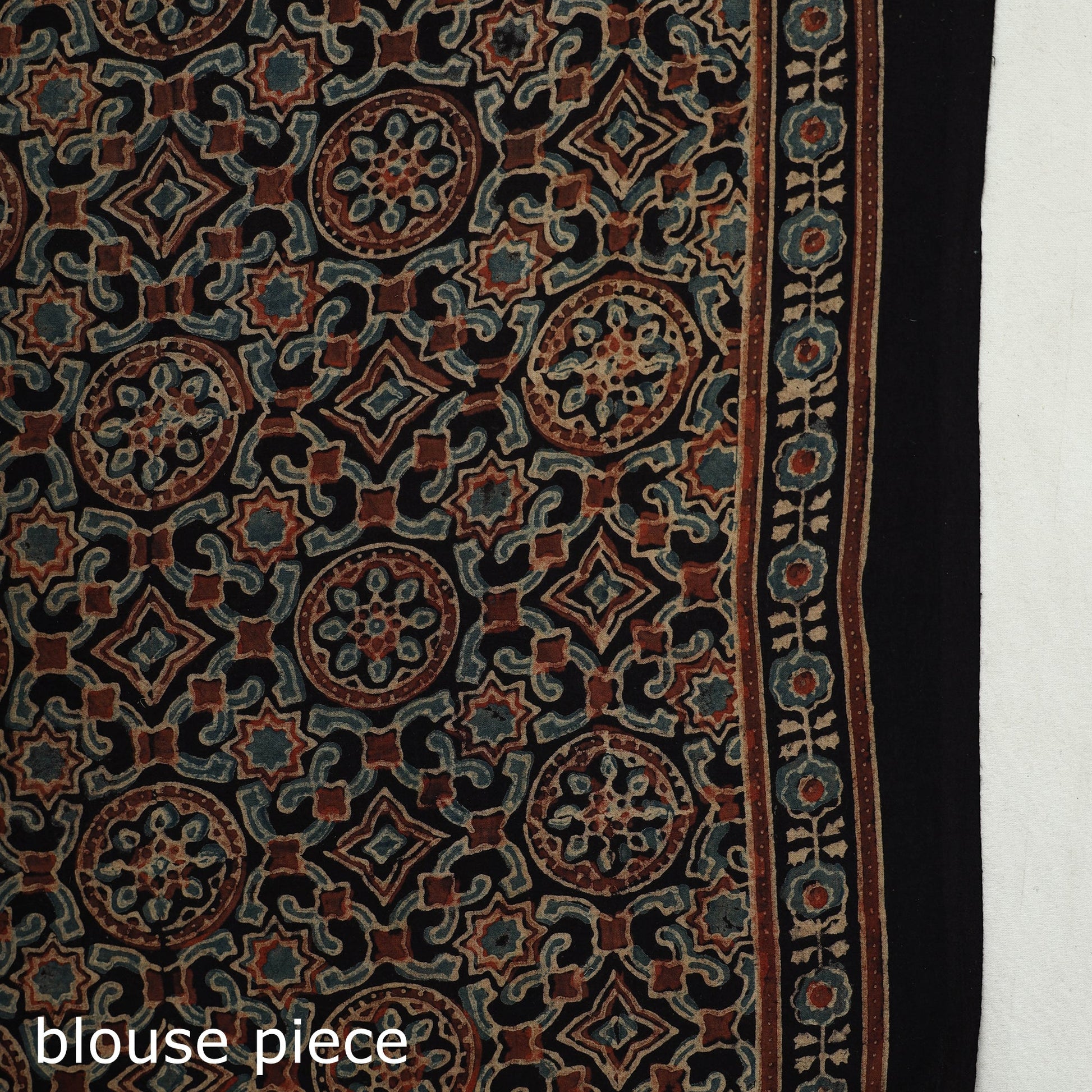 Multicolor - Ajrakh Block Printed Cotton Saree