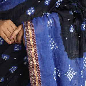 Black - Kutch Tie-Dye Cotton Bandhani Saree with Blouse Piece 19