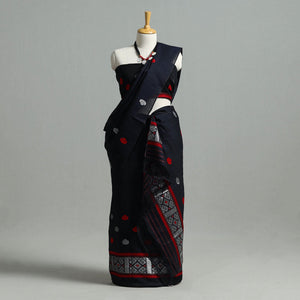 Black - Assam Handloom Tussar Mekhela Chador with Blouse Piece 12