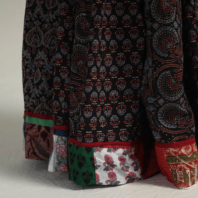 Black - Kutch Block Printed 24 Kali Cotton Long Skirt 03