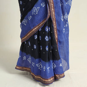 Black - Kutch Tie-Dye Cotton Bandhani Saree with Blouse Piece 19