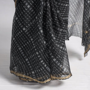 Black - Leheriya Tie-Dye Mothra Kota Doria Silk Saree