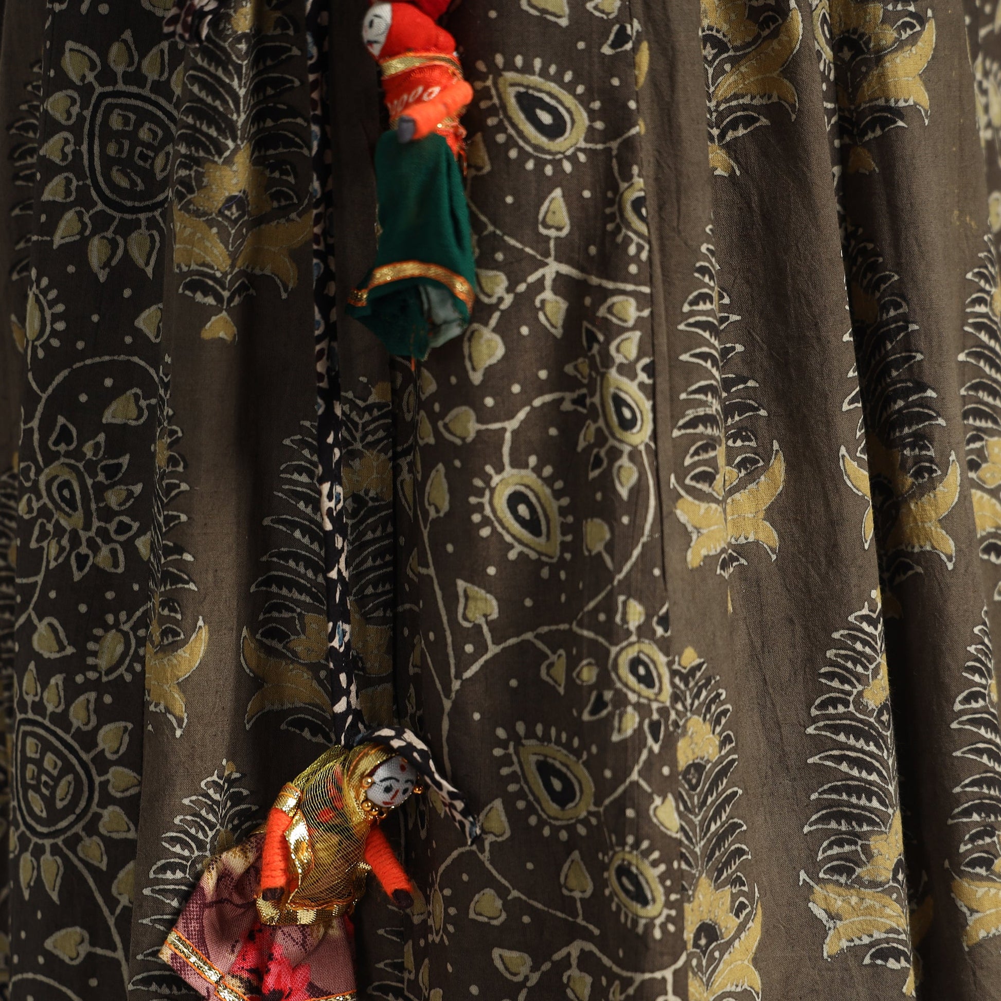Brown - Ajrakh Block Printed 24 Kali Patchwork Cotton Long Skirt