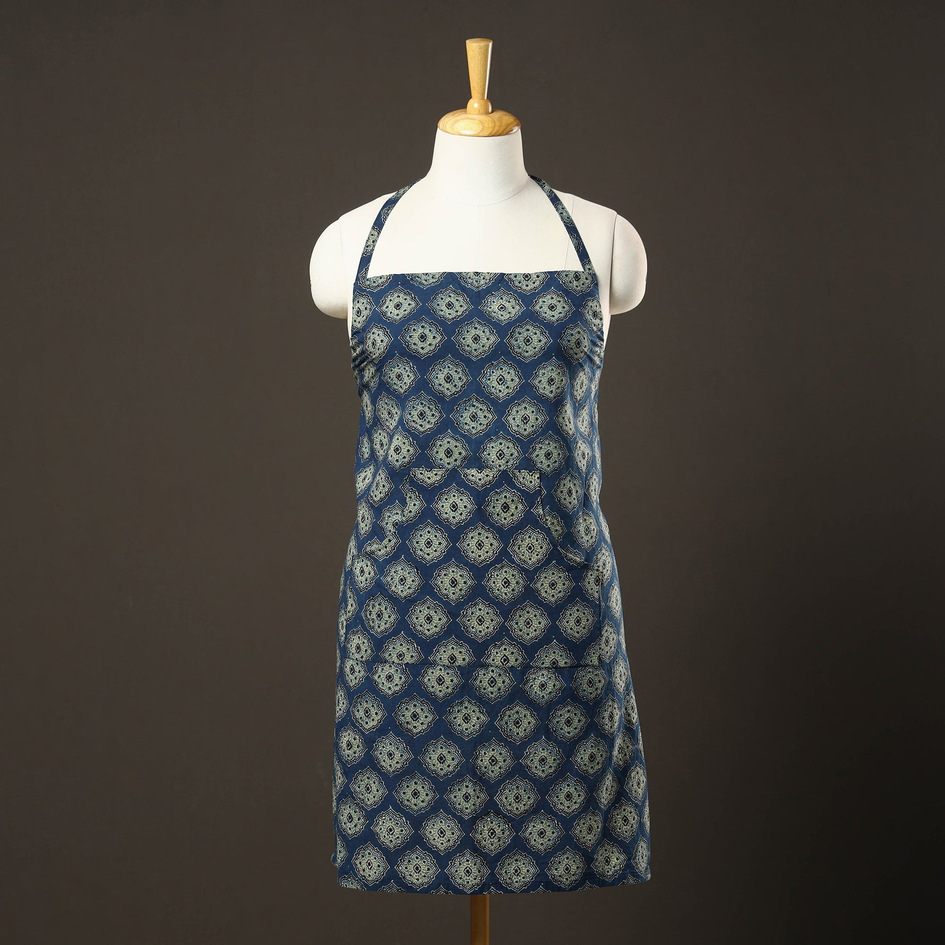 Ajrakh Block Printed Cotton Apron with Pocket 32