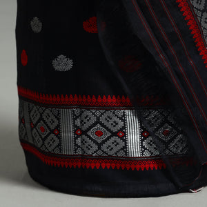 Black - Assam Handloom Tussar Mekhela Chador with Blouse Piece 12