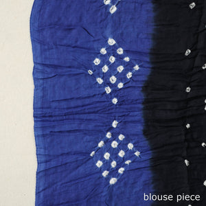 Black - Kutch Tie-Dye Cotton Bandhani Saree with Blouse Piece 19