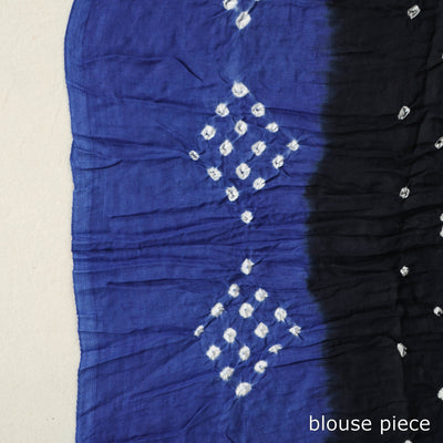 Black - Kutch Tie-Dye Cotton Bandhani Saree with Blouse Piece 19