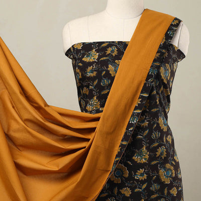 Black - 3pc Cotton Jahota Print Kurta with Plain Dupatta 19