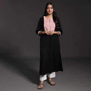 Black - Kumaun Handwoven Straight Merino Woolen Kurta