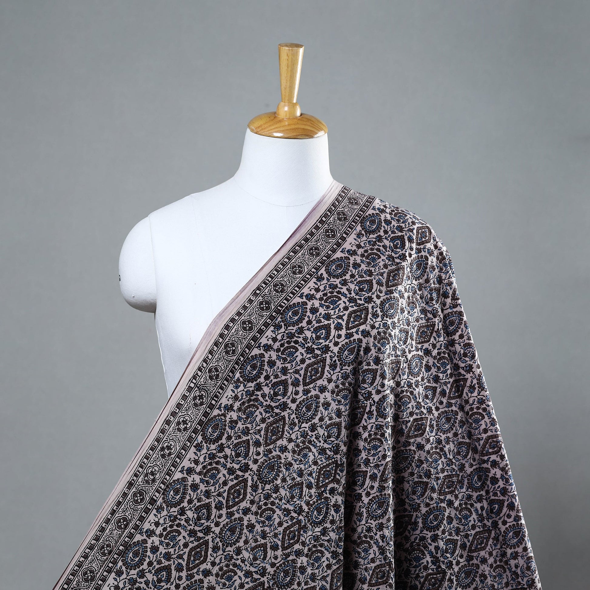 Brown - Natural Dyed Cotton Bagh Print Fabric 04