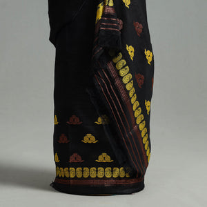 Black - Assam Handloom Tussar Mekhela Chador with Blouse Piece 14