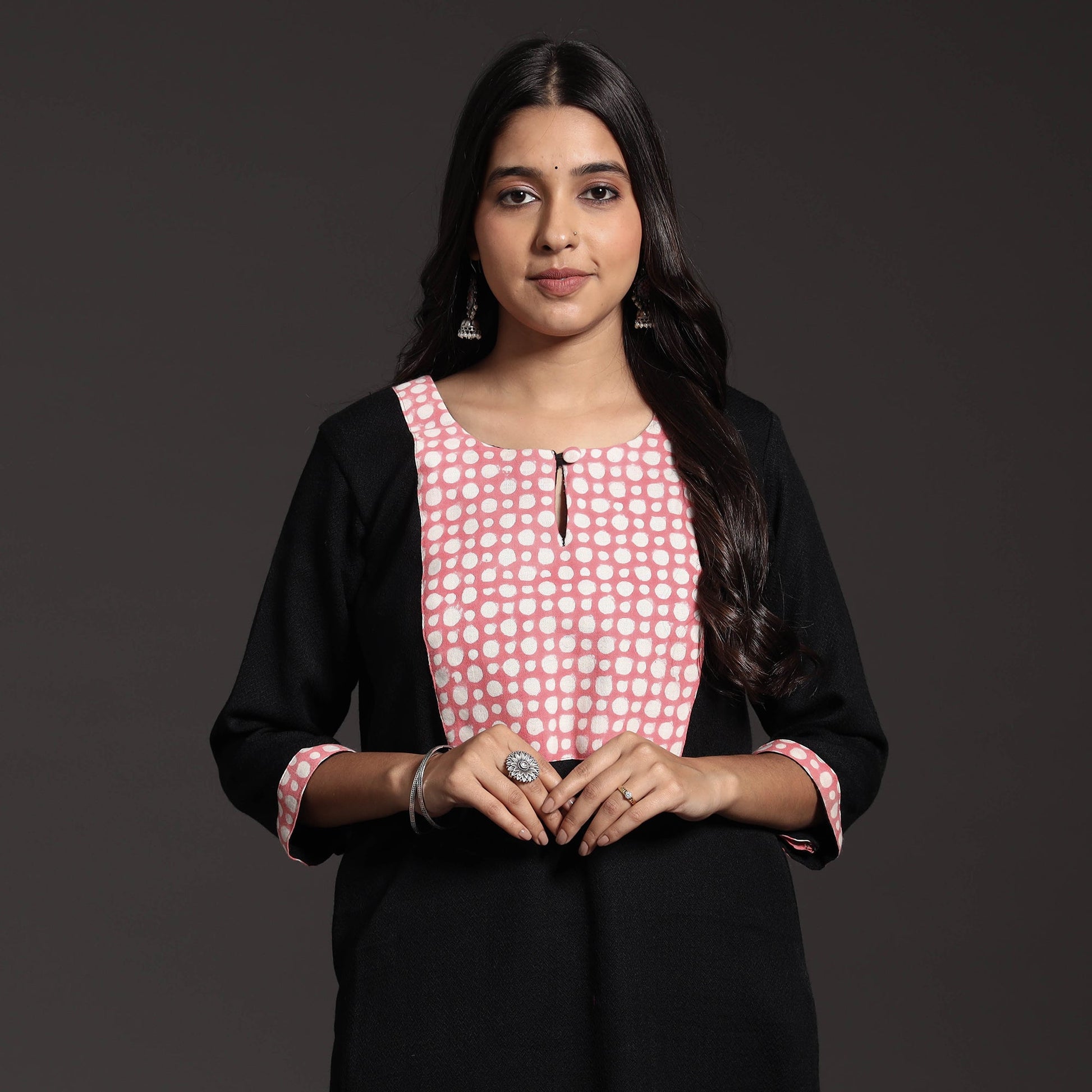 Black - Kumaun Handwoven Straight Merino Woolen Kurta