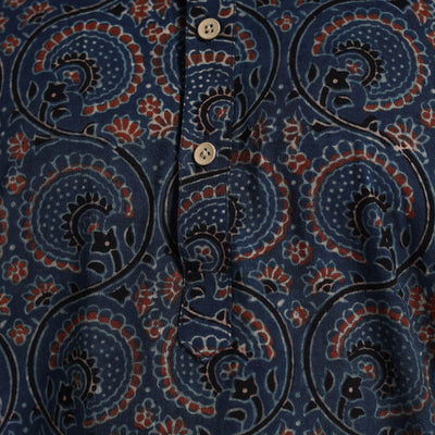 Ajrakh Block Printed Cotton Men Long Kurta 19