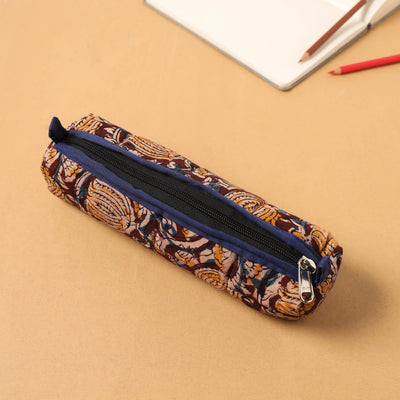 Brown - Handcrafted Quilted Cotton Pencil Pouch 04