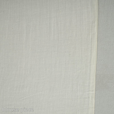 Beige - Handloom Cotton Phulia Jamdani Saree with Tassels 05