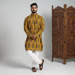 Ajrakh Block Printed Cotton Men Long Kurta 11