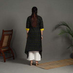 Black - Mercerised Cotton A-Line Pochampally Ikat Kurta 21