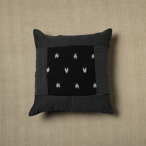 Black - Pure Cotton Kantha Stitch Ikat Cushion Cover (16 x 16 in) 03