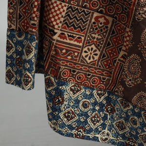 Brown - 24 Kali Patchwork Block Printed Cotton Ajrakh Skirt