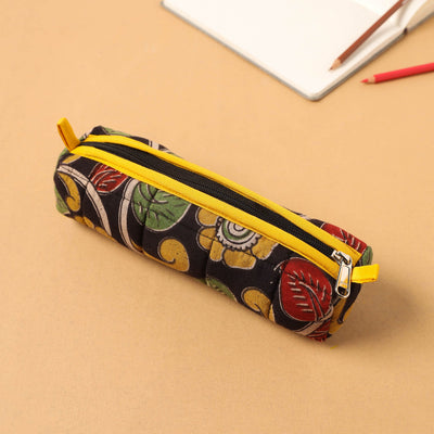 Black - Handcrafted Quilted Cotton Pencil Pouch 05