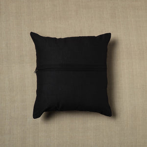 Black - Pure Cotton Kantha Stitch Ikat Cushion Cover (16 x 16 in) 03