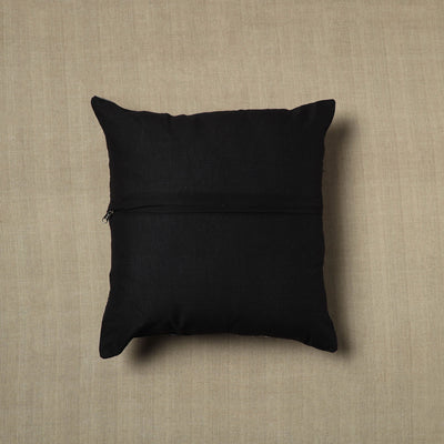 Black - Pure Cotton Kantha Stitch Ikat Cushion Cover (16 x 16 in) 03