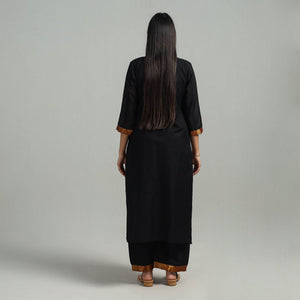 Black - Cotton Dharwad Kurta Set with Palazzo & Dupatta 12