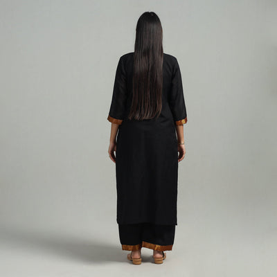 Black - Cotton Dharwad Kurta Set with Palazzo & Dupatta 12
