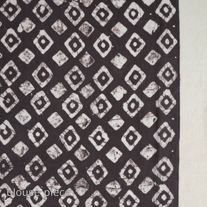 Brown - Cotton Hand Batik Print Saree 07