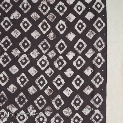 Brown - Cotton Hand Batik Print Saree 07