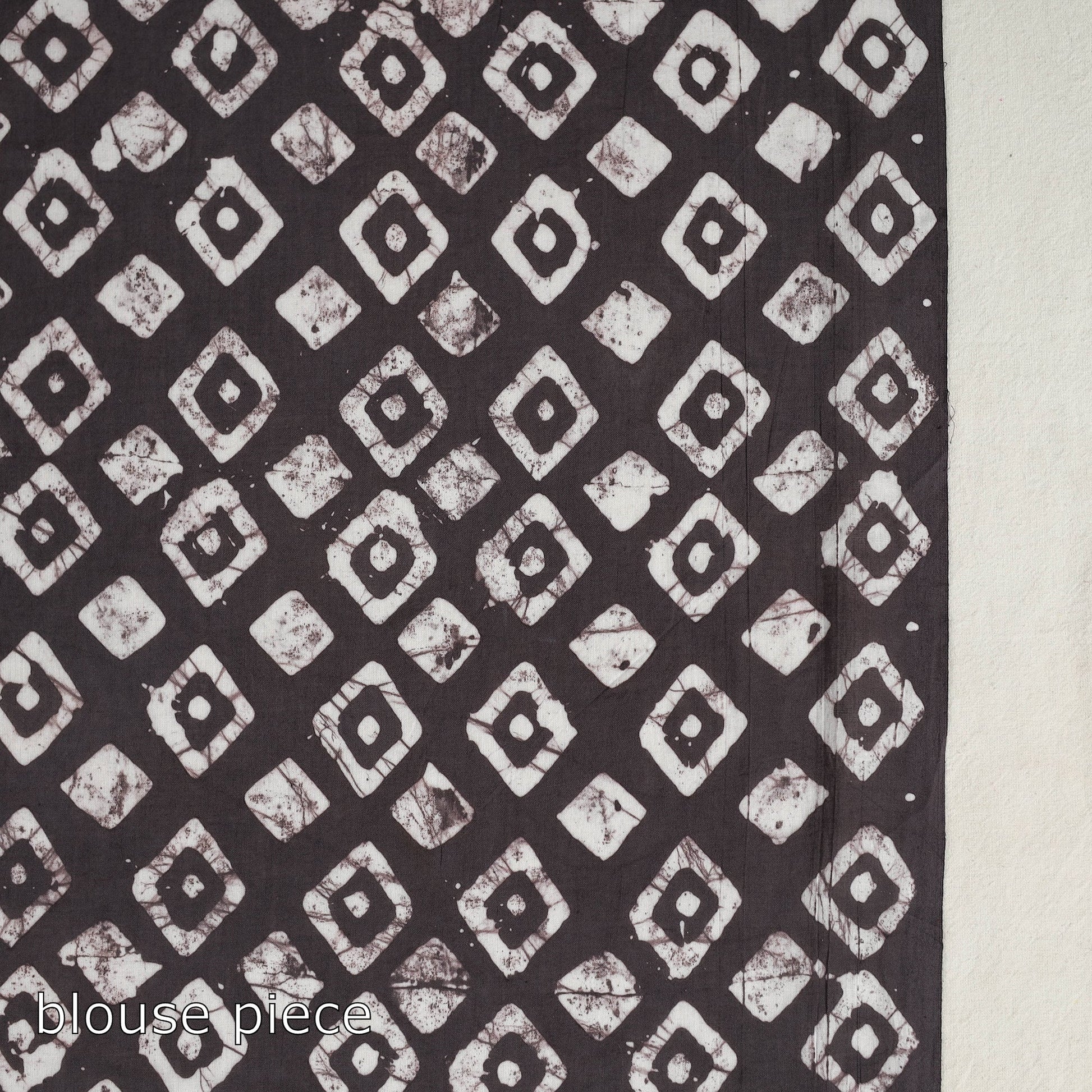 Brown - Cotton Hand Batik Print Saree 07